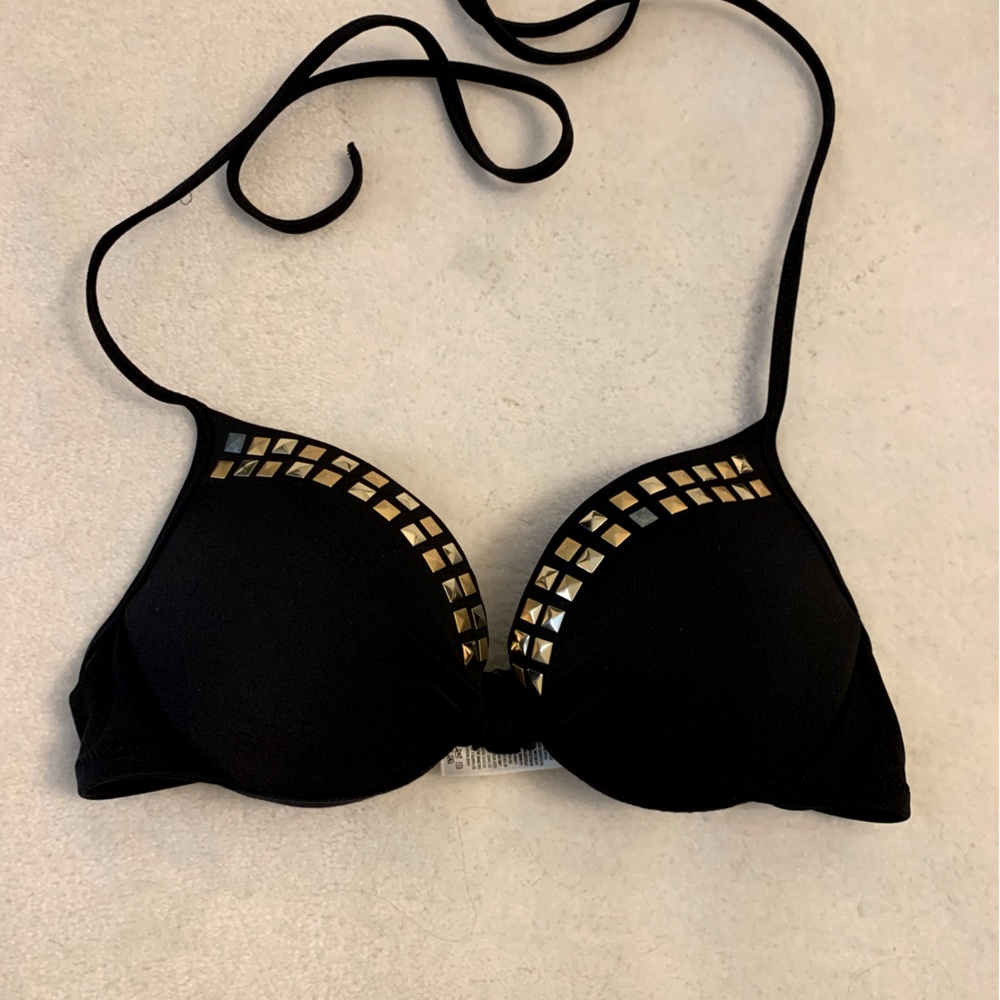 Pink black bikini top